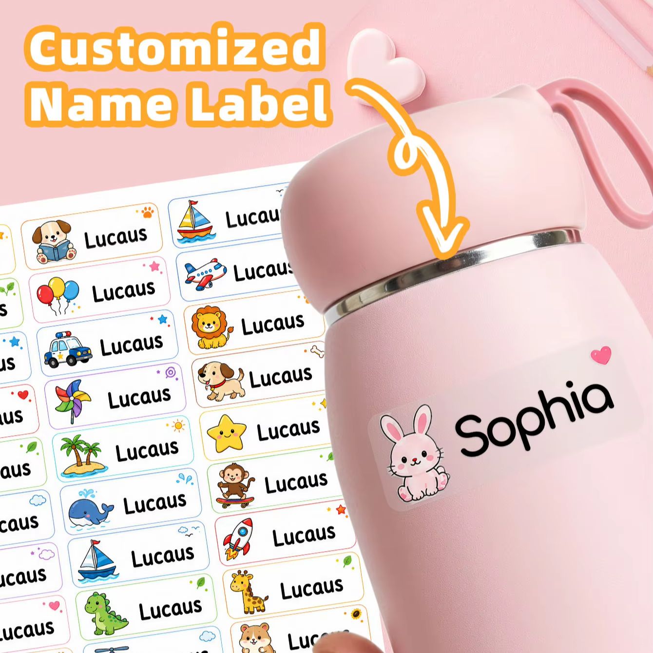 1-500 قطعة ملصقات أسماء كرتوني - مراجعة Personalised Candle Label وسعره